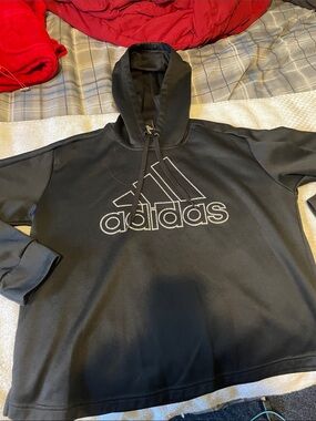adidas Black Pullover Hoodie with Outline Logo